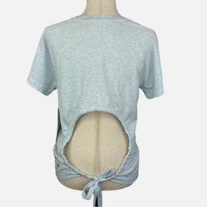 Zella Women's Blue Circle Cut-Out Back Short Sleeve T-Shirt Size Large